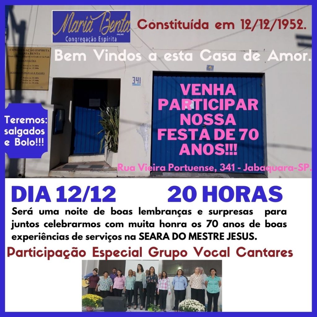 Festa70Anos - Congregação Espírita Maria Benta