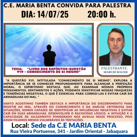 Conhecimento de si mesmo Palestra - Congregação Espírita Maria Benta