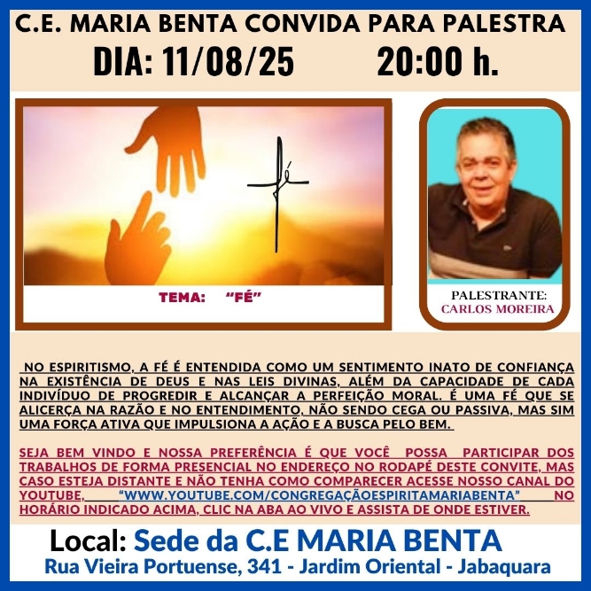Fe Palestra - Congregação Espírita Maria Benta