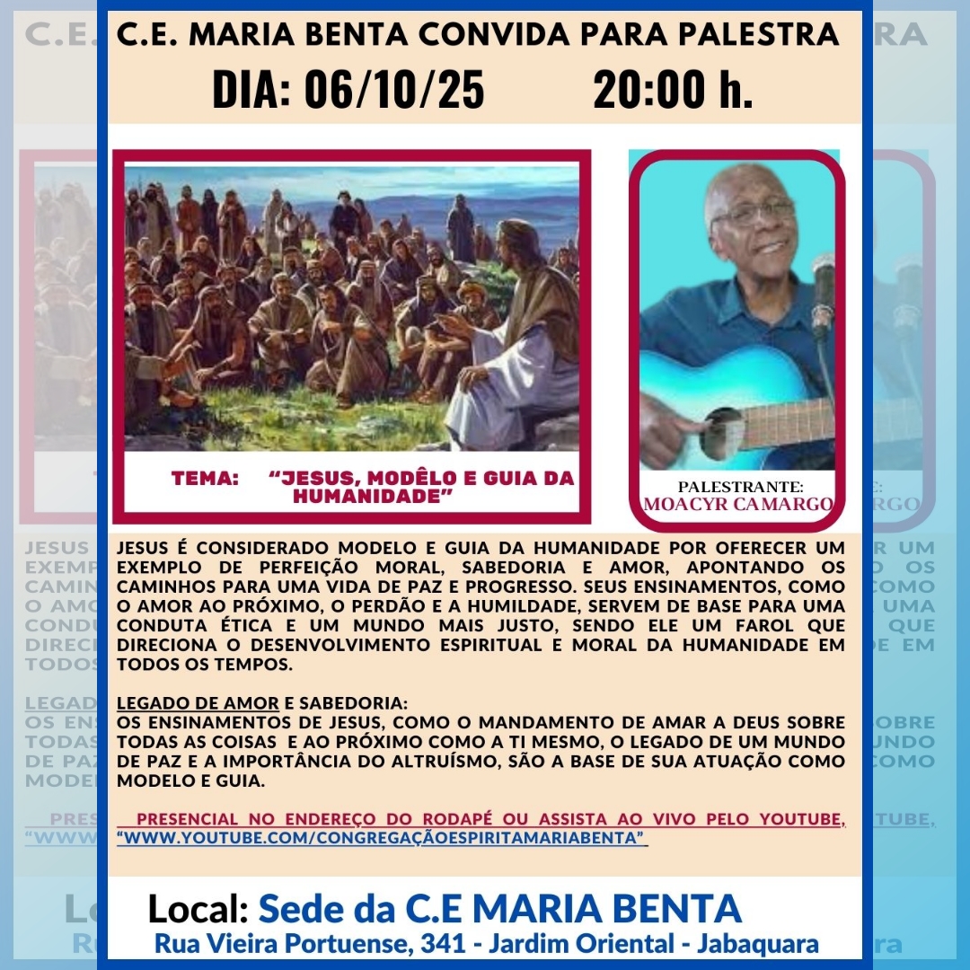 Jesus modelo e guia da humanidade Palestra - Congregação Espírita Maria Benta