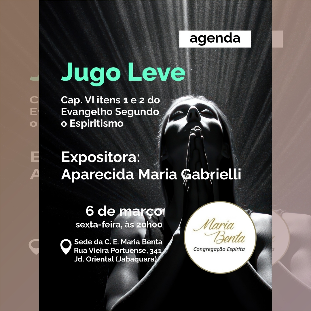 Convite para a palestra Jugo leve de 6 de março de 2026 expositora Aparecida Maria Gabrielli