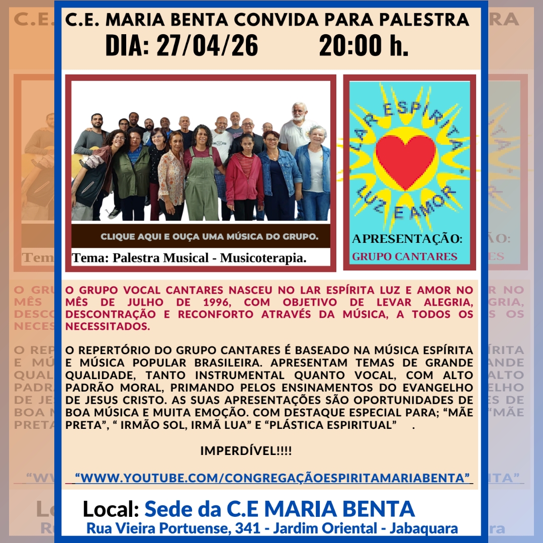 Musicoterapia Palestra - Congregação Espírita Maria Benta