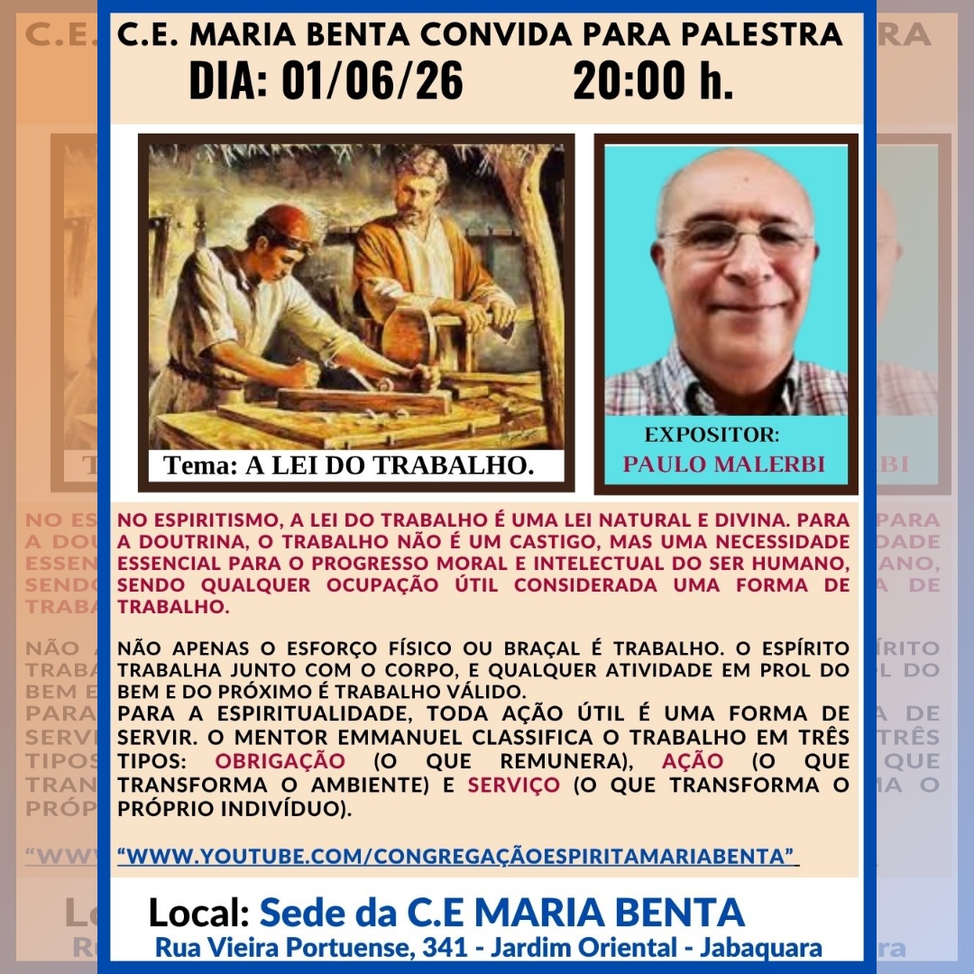 convite para a palestra de Paulo Malerbi de 01/06/2026 tema A Lei do Trabalho