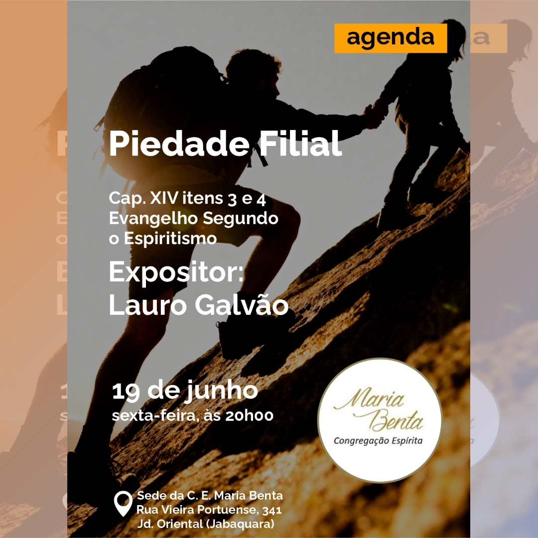 convite para a palestra de Lauro Galvão de 19/06/2026 tema Piedade filial
