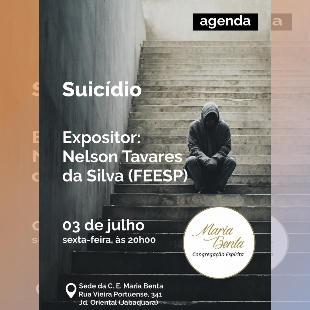 convite para a palestra de Nelson Tavares da Silva de 03/07/2026 tema Suicídio