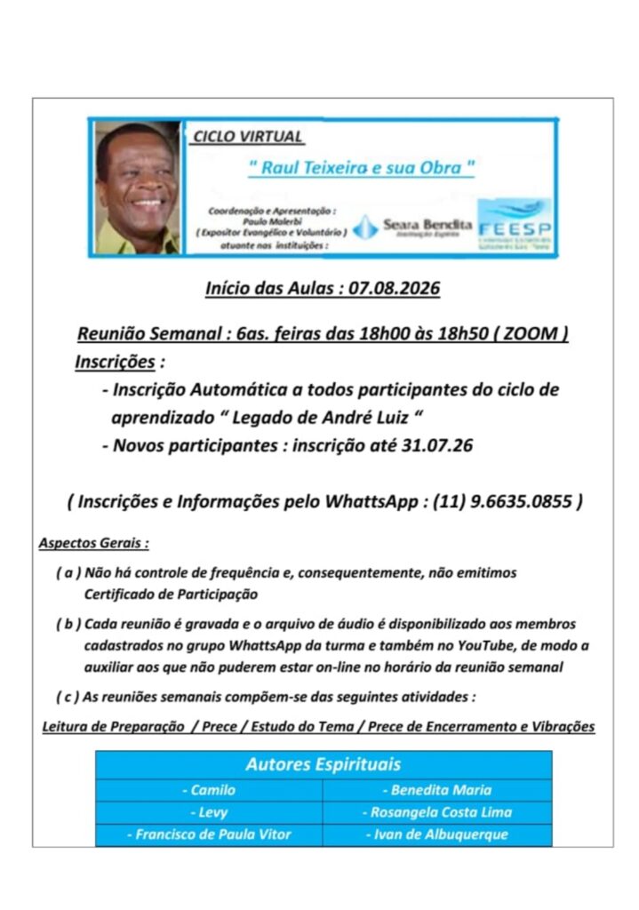 CicloVirtualRaulTeixeiraESuaObra Folheto - Congregação Espírita Maria Benta