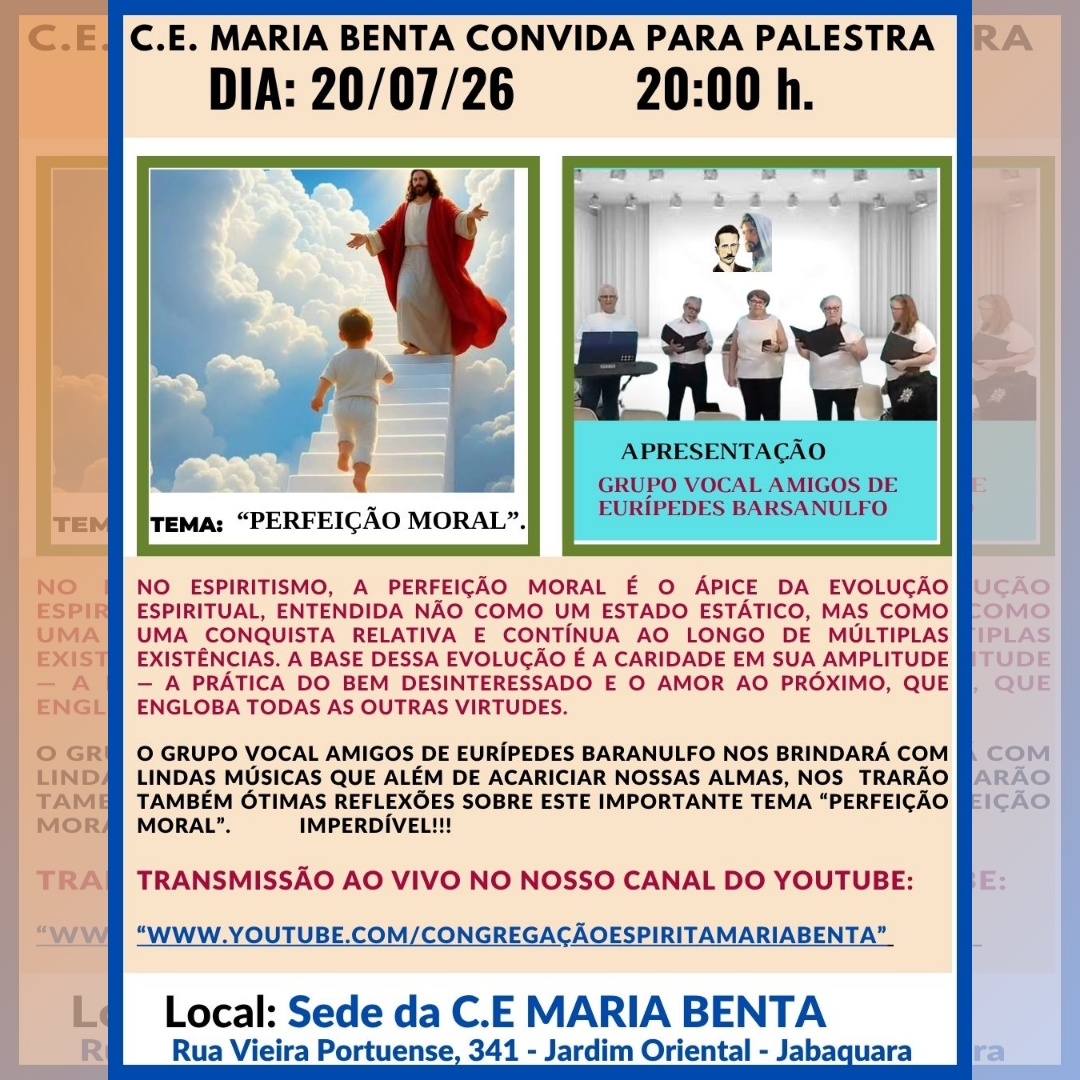 PerfeicaoMoral Palestra - Congregação Espírita Maria Benta