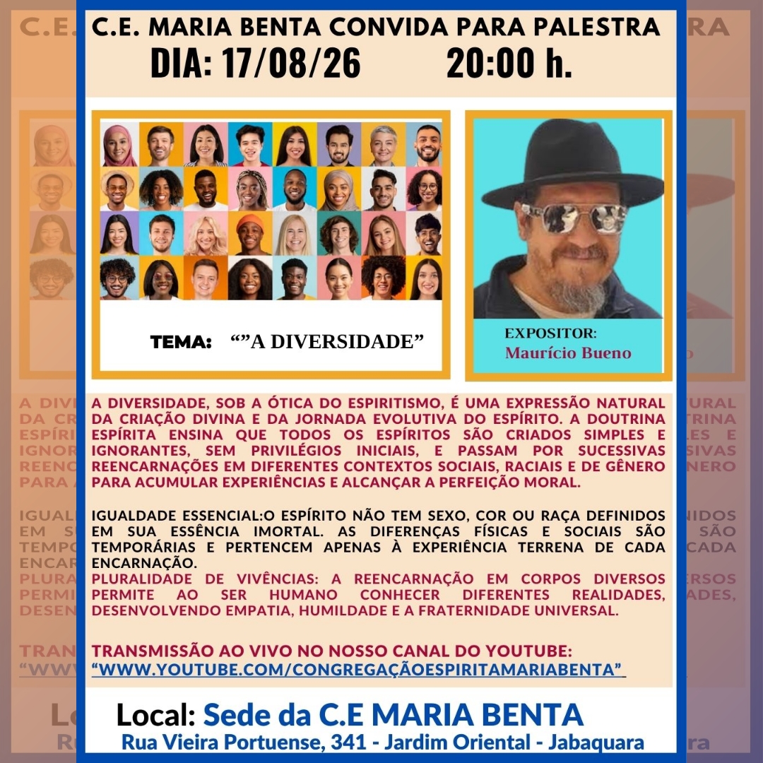 A diversidade Palestra - Congregação Espírita Maria Benta