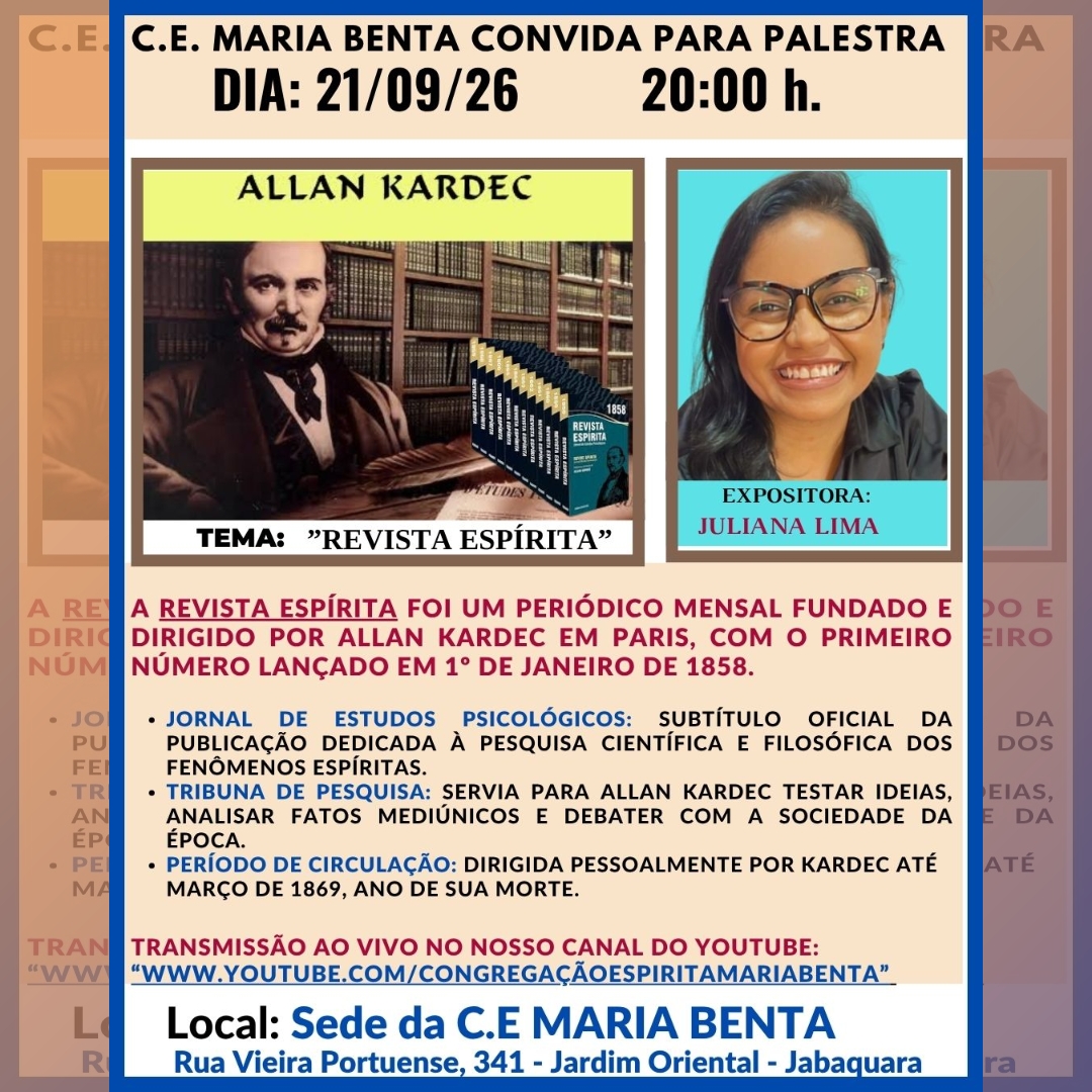 Revista espirita Palestra - Congregação Espírita Maria Benta