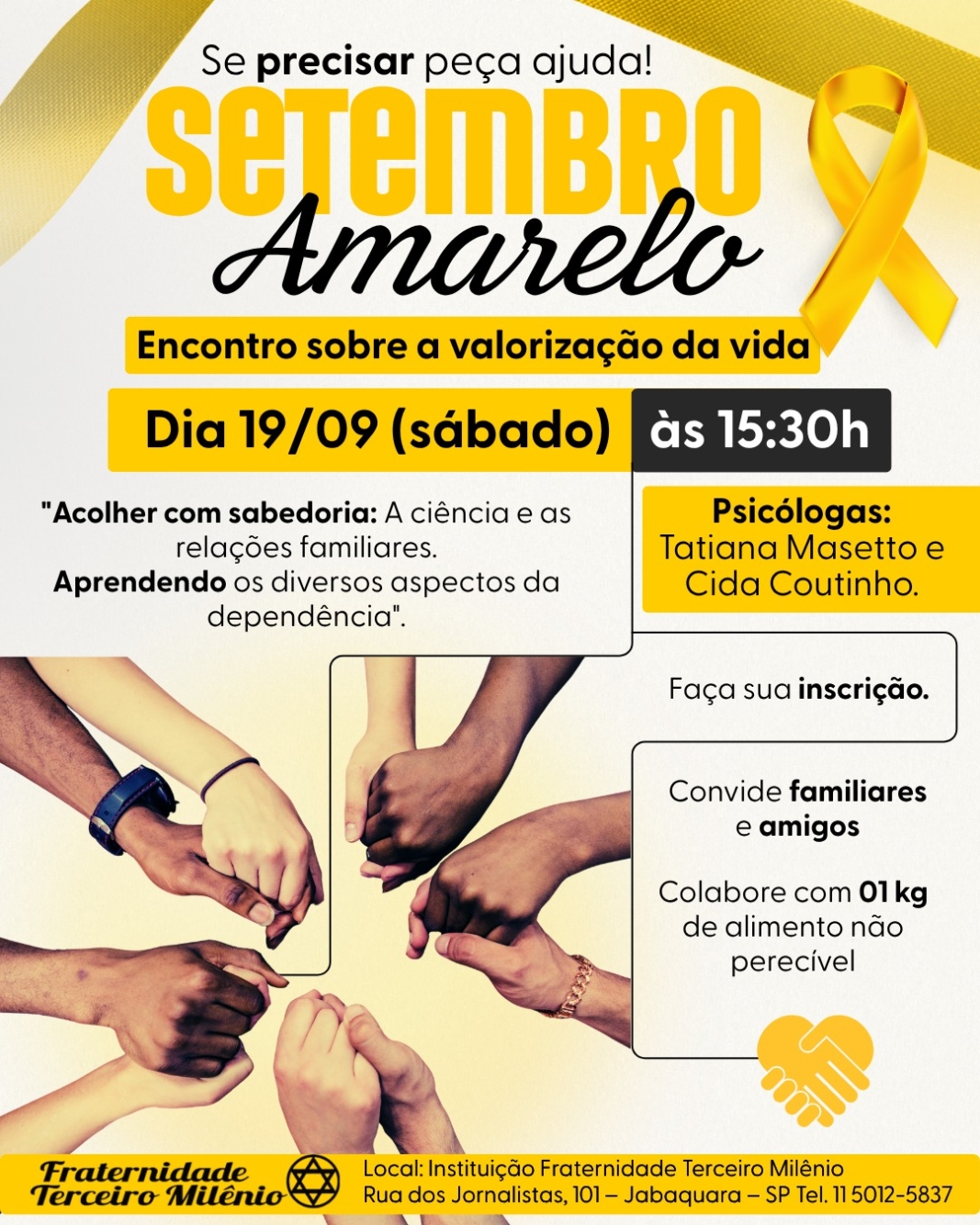 Convite para o encontro Setembro Amarelo 2026