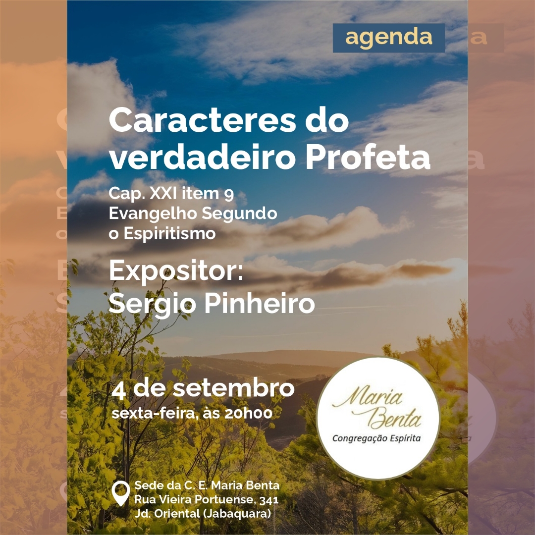 Verdadeiro profeta Palestra - Congregação Espírita Maria Benta